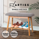 Artiss Shoe Rack Shoe Bench Fabric Seat 2 Pairs